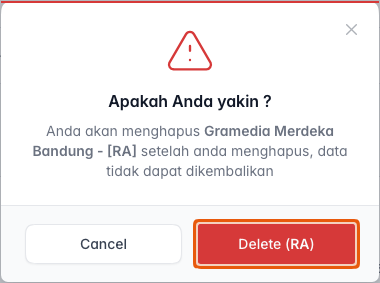 Konfirmasi hapus toko