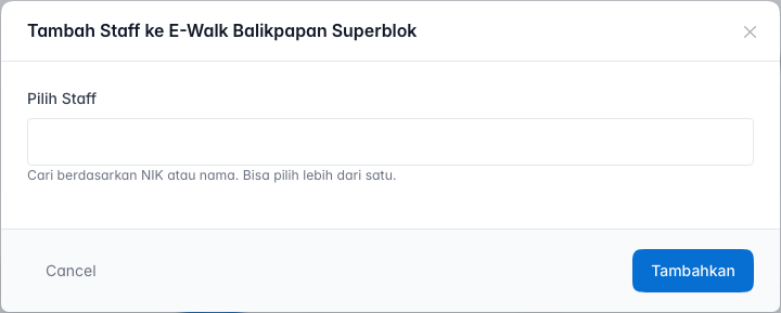 Modal Tambah Staff ke Toko