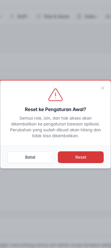 Konfirmasi reset pengaturan peran