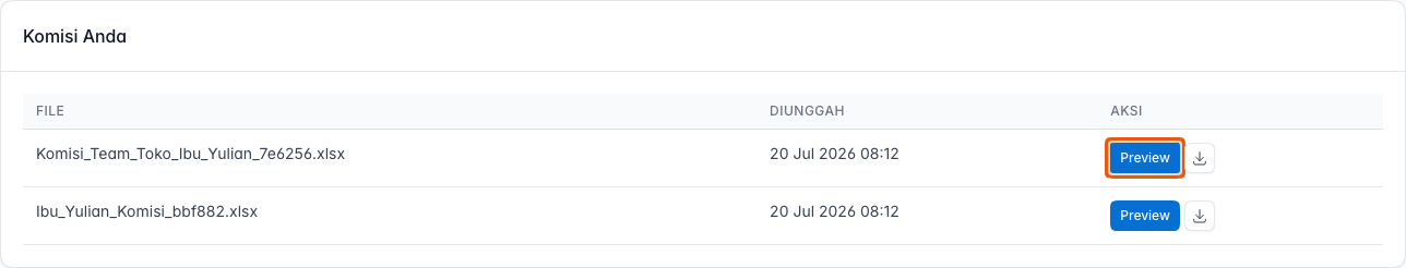 Tampilan Manager dengan tombol Preview disorot